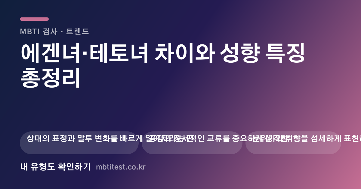 에겐녀·테토녀 차이와 성향 특징 총정리 카드 이미지