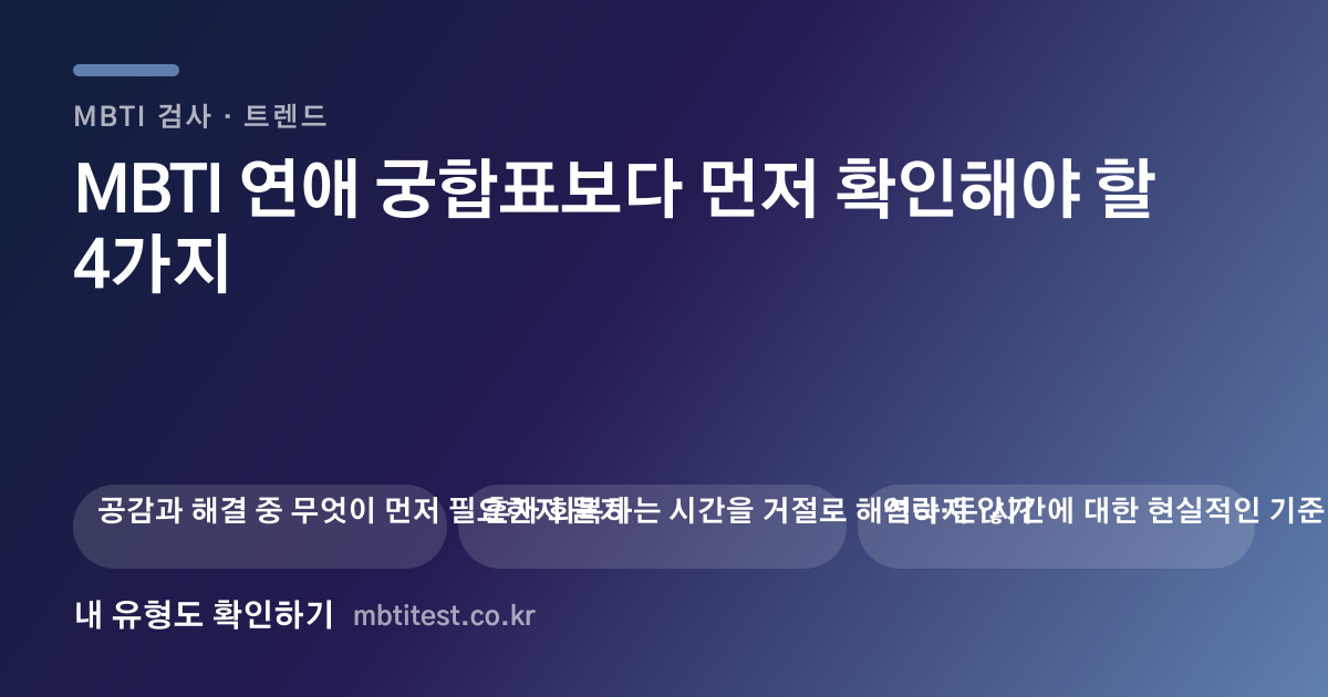 MBTI 연애 궁합표보다 먼저 확인해야 할 4가지 카드 이미지