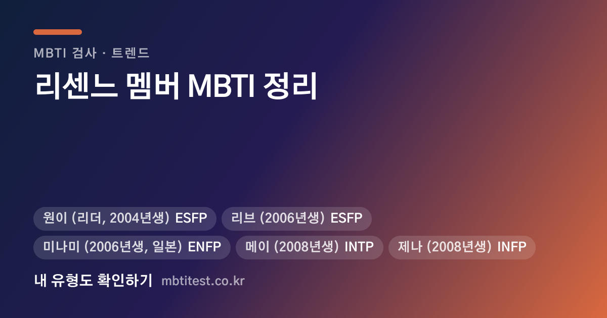 리센느 멤버 MBTI 정리 — 다섯 명 전원 P형, 메이만 T형 카드 이미지