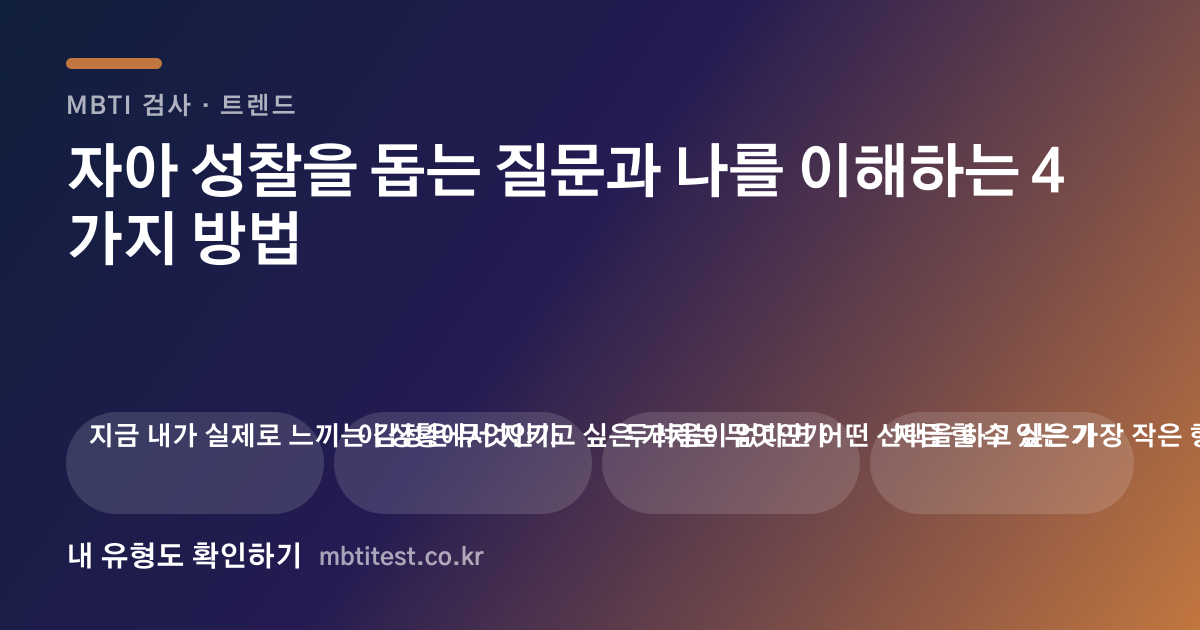 자아 성찰을 돕는 질문과 나를 이해하는 4가지 방법 카드 이미지